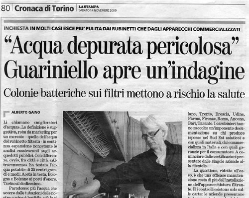 Articolo La Stampa SAb. 14 nov 2009 - Acqua depurata pericolosa